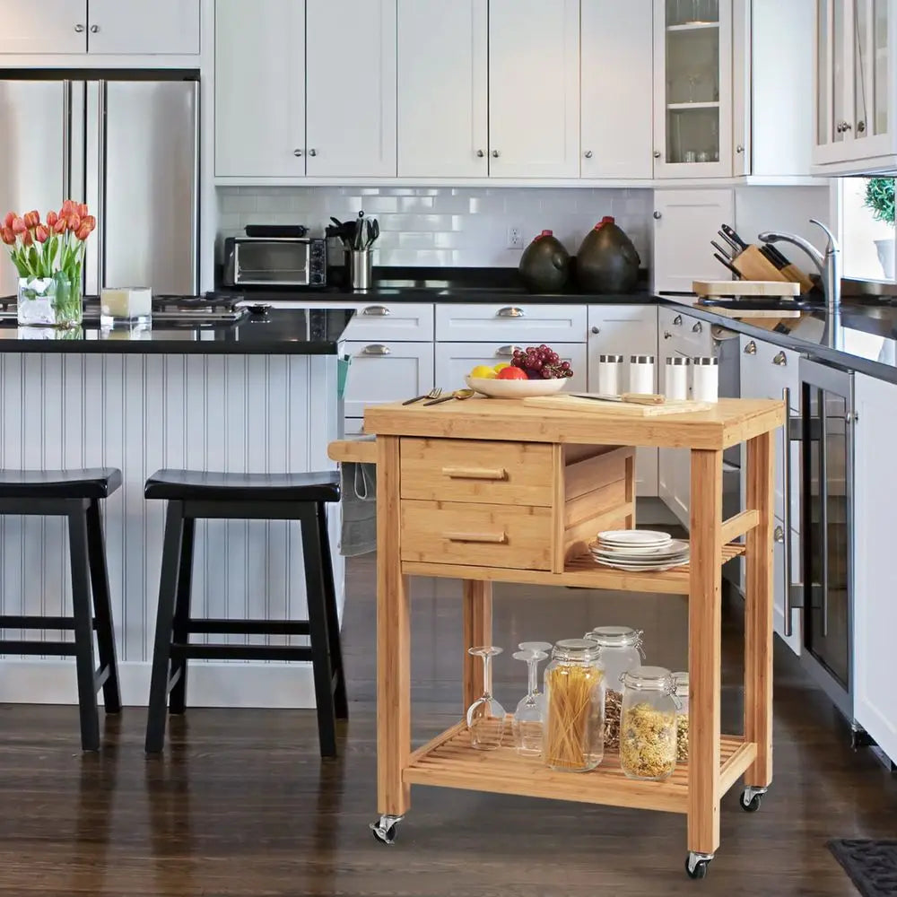 Rolling Butcher Block Kitchen Cart