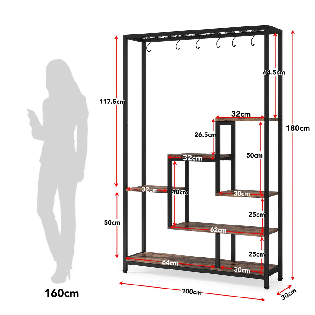 Tribesigns 5 Tiers Tall Indoor Plant Stand 70.9 inches Large Metal Plant Shelf with 10 PC S Hanging Hooks for Garden