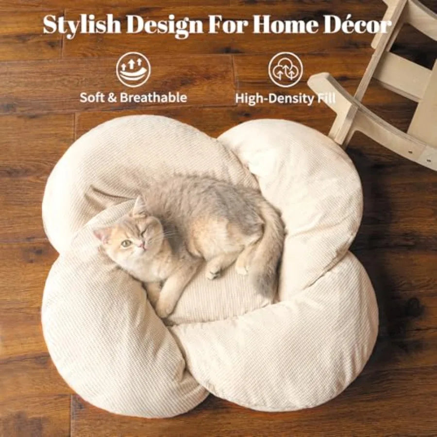 Elevated Cat Bed Wooden with Cushion Fluffy Pet Couch Sofa