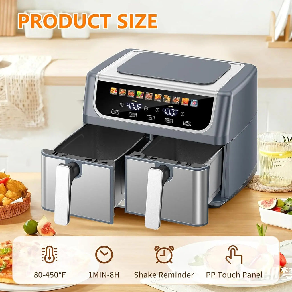 10-in-1 Air Fryer 9.5 QT, Large Air fryer with with 2 Independent Frying Baskets
