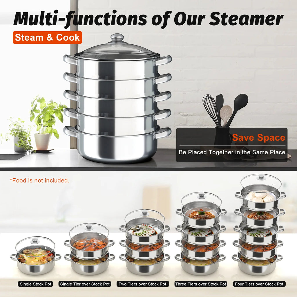 5 Tier Stainless Steel Steam Cooker
