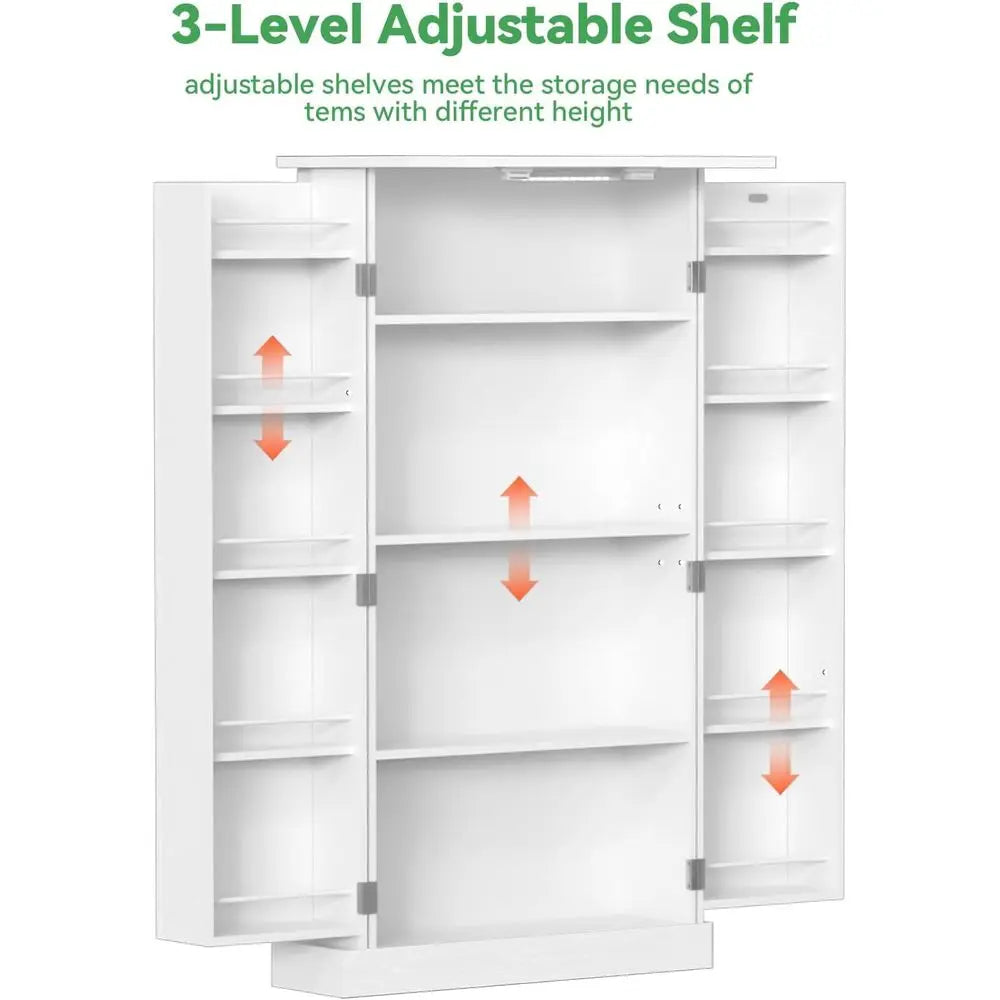 50"Kitchen/Pantry White Storage Cabinet