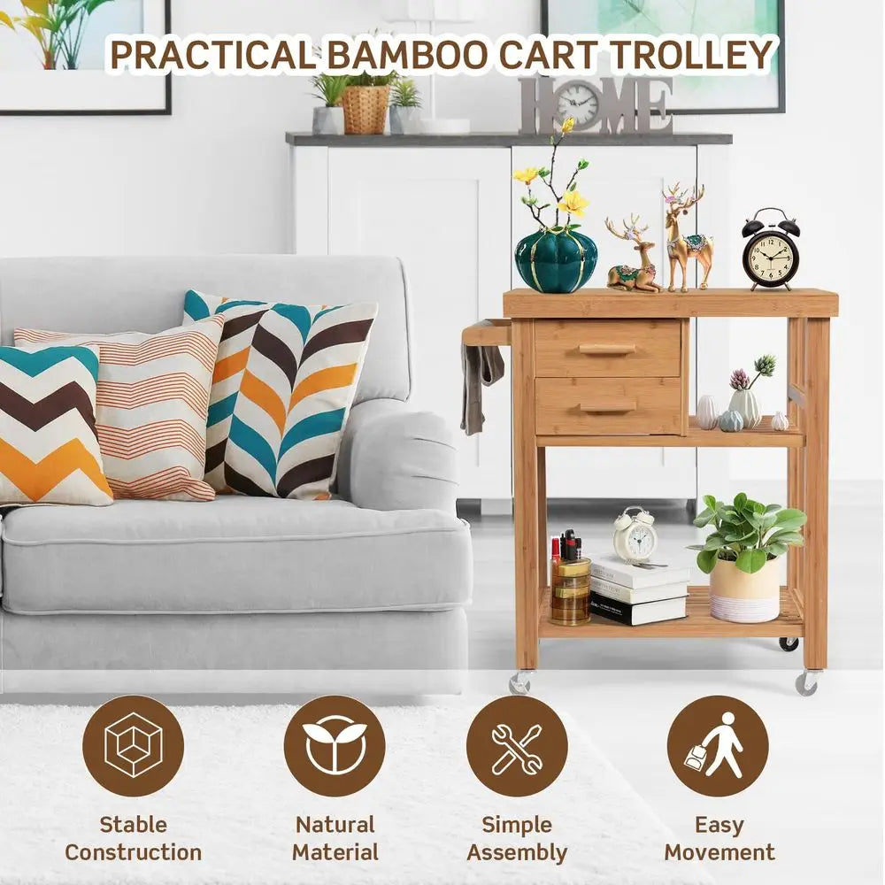 Rolling Butcher Block Kitchen Cart