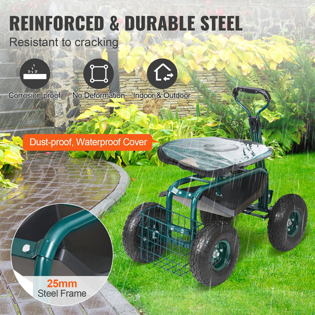 Garden Cart Stool  Scooter with Steering