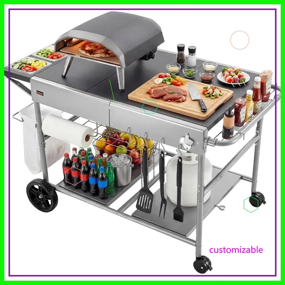 Outdoor Grill Cart / Table for Picnic Kitchen Courtyard