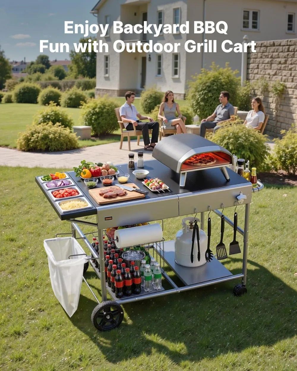Outdoor Grill Cart / Table for Picnic Kitchen Courtyard