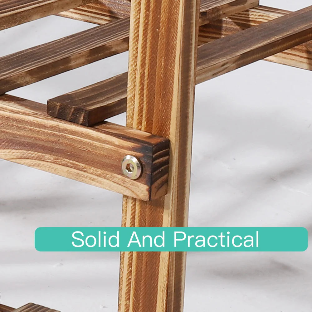 6 Tiers Wood Plant Stand Corner Plant Pot Ladder Shelf Display Rack