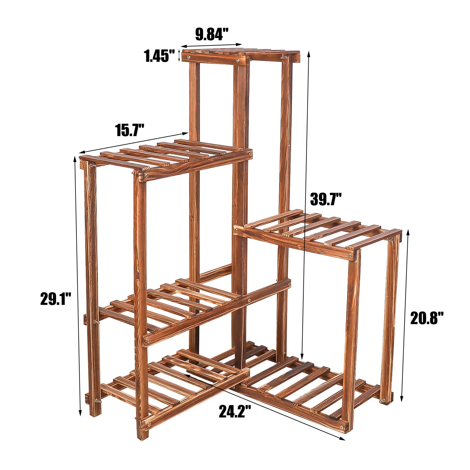 6 Tiers Wood Plant Stand Corner Plant Pot Ladder Shelf Display Rack