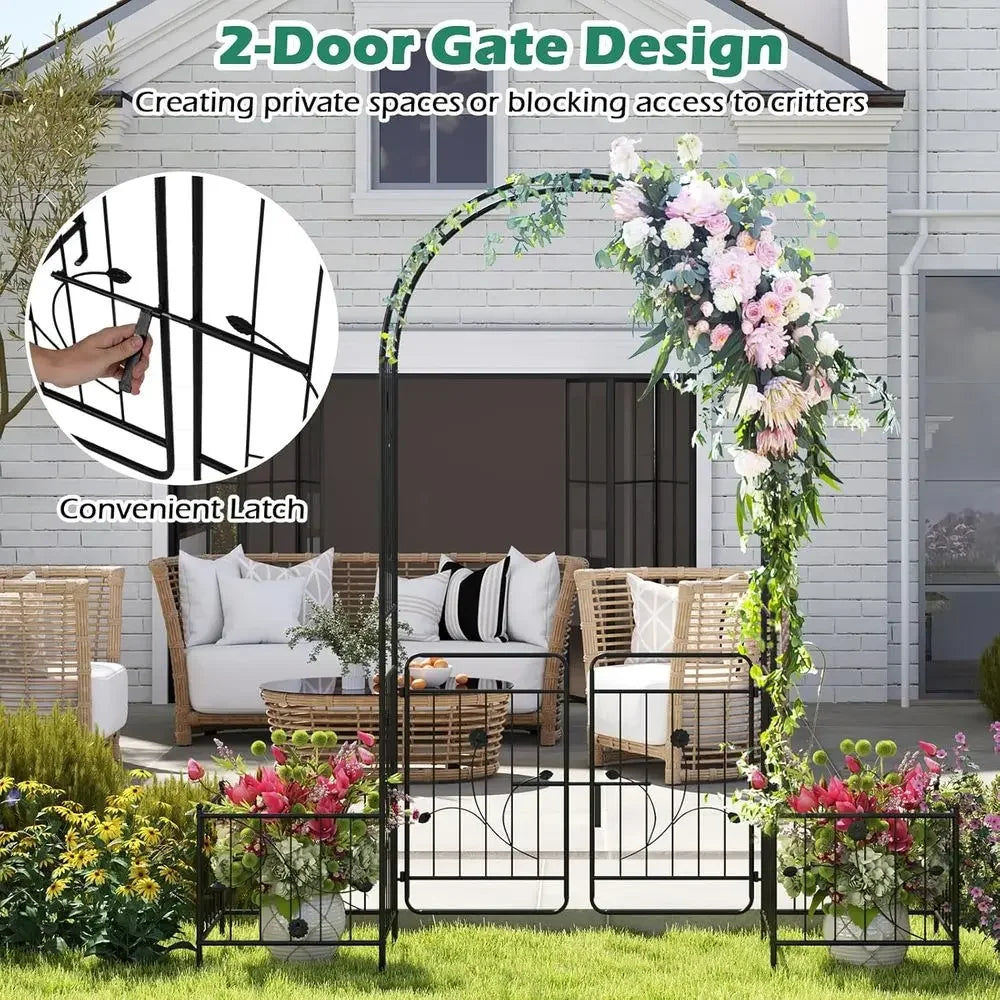 86-inch Metal Garden Arbor with Planter