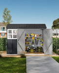 6x8 Ft Metal Outdoor Storage Shed Garden Tool  Lockable Doors & Windows