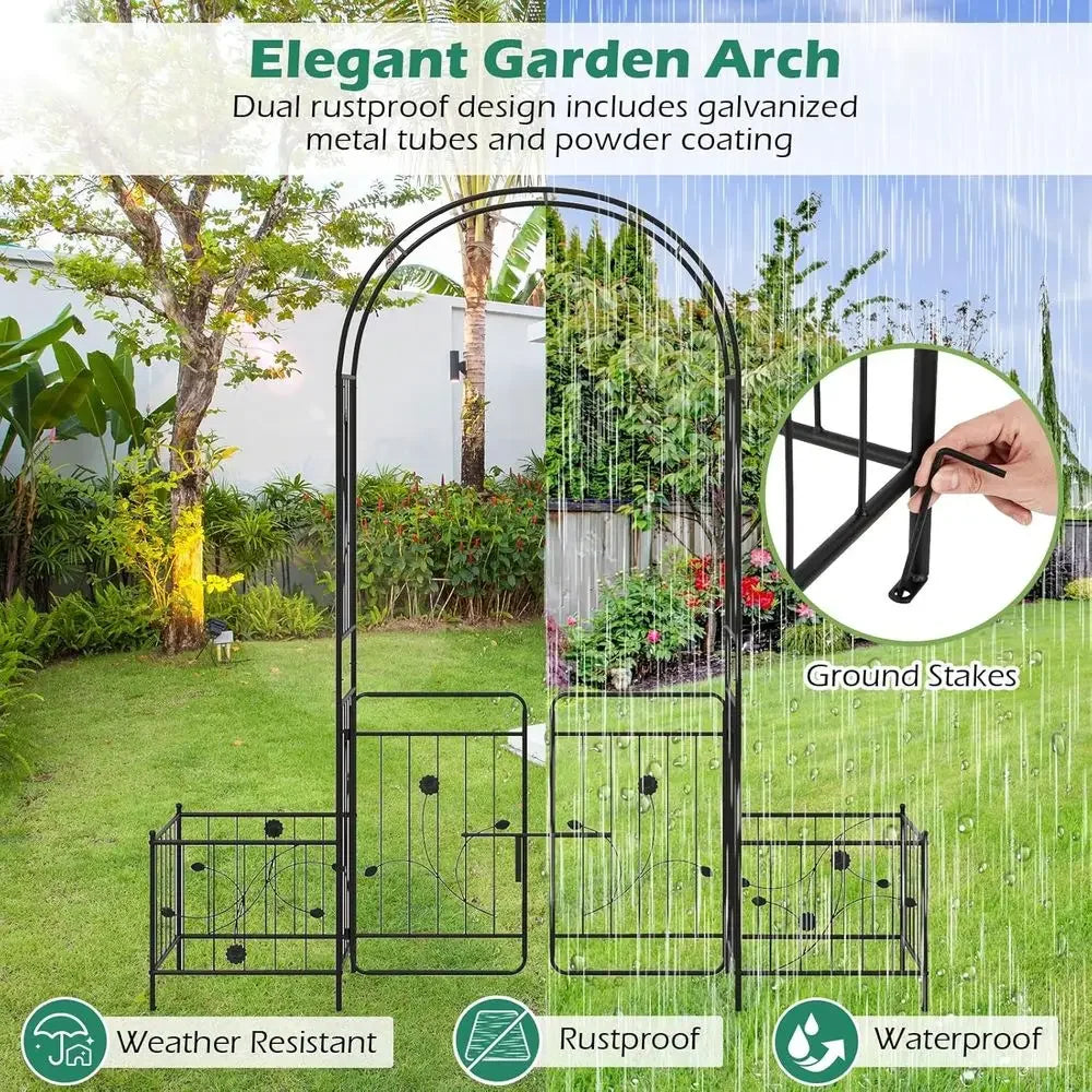 86-inch Metal Garden Arbor with Planter