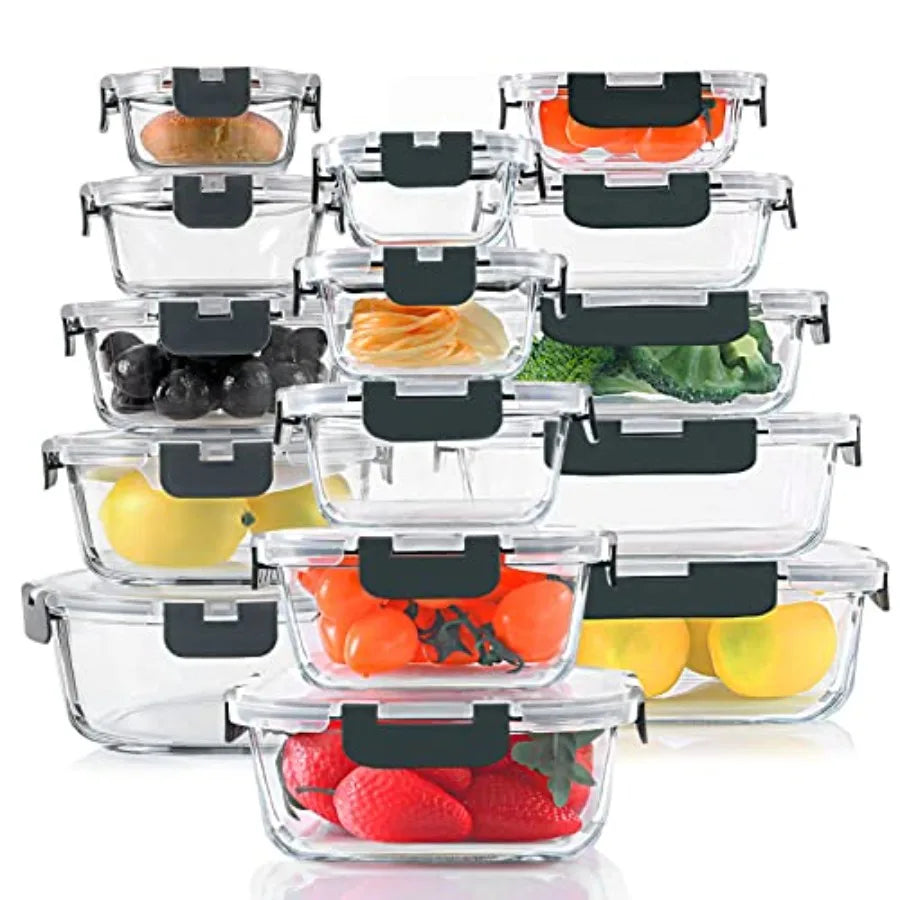30 Pieces Glass Food Storage Containers