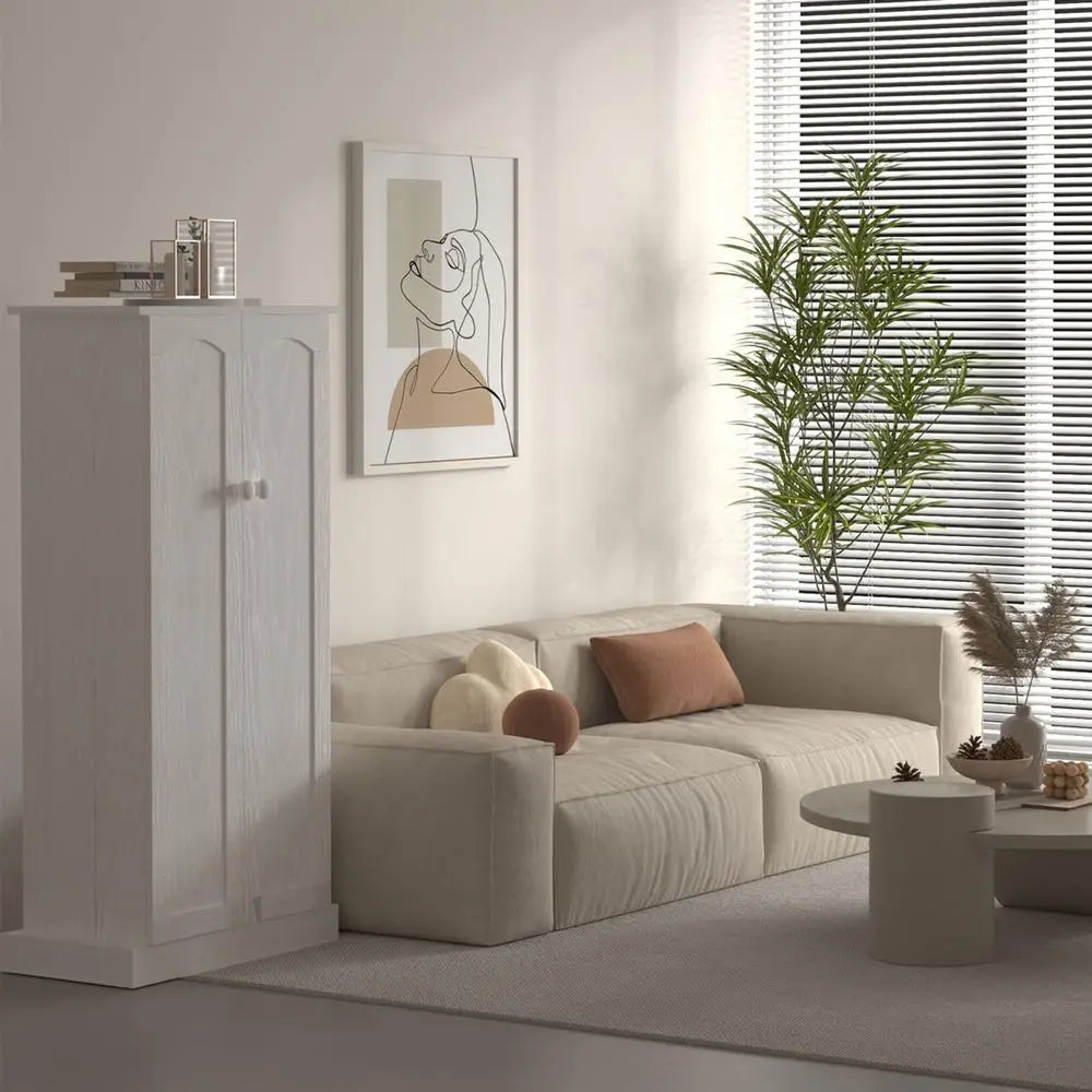 50"Kitchen/Pantry White Storage Cabinet